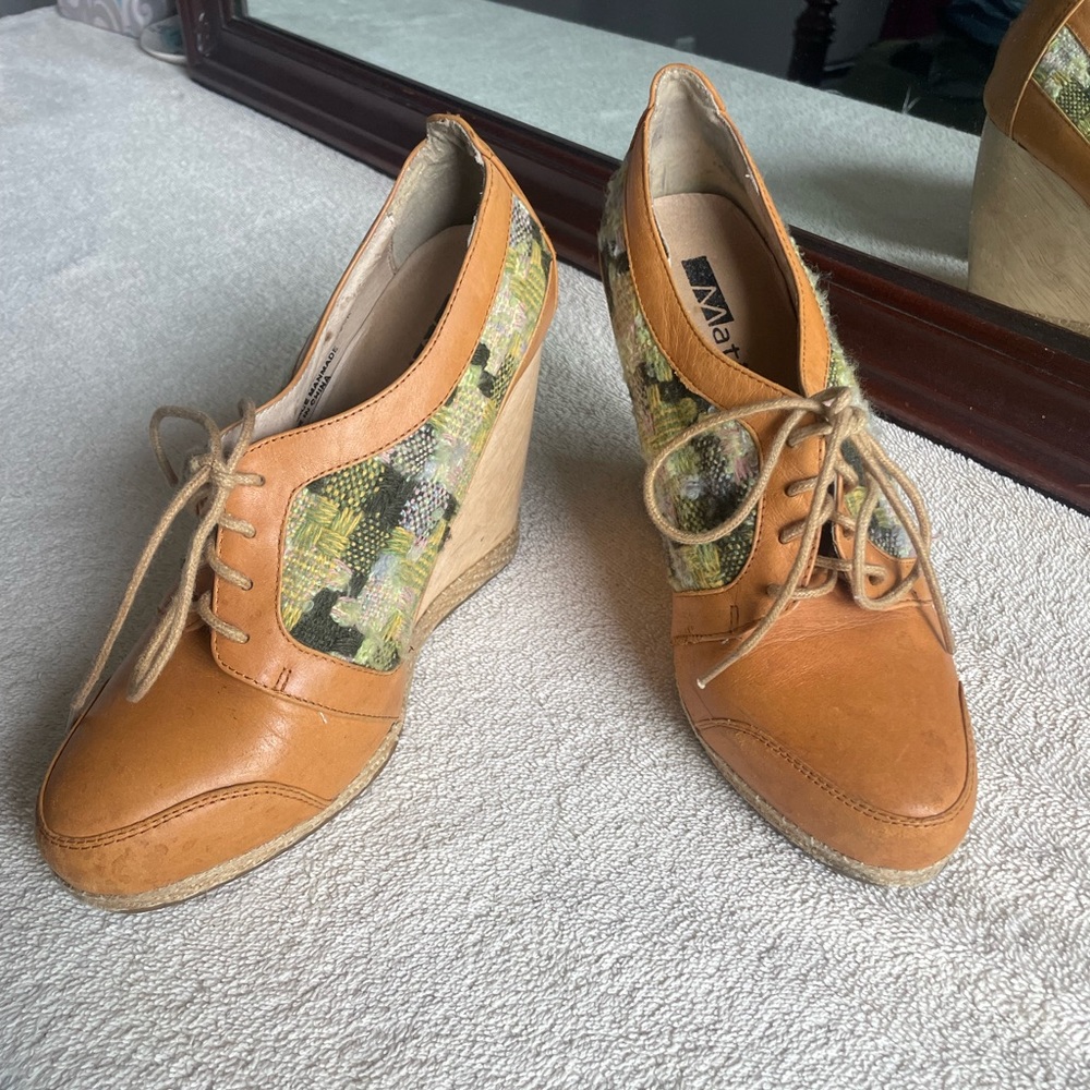 Matiko Woven Leather Wedge Booties 8